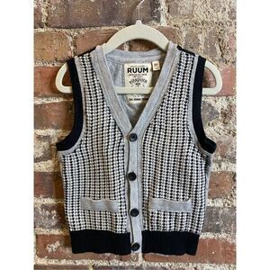 RUUM American Kids Ware -Born to Rock- Boys Black/Gray Houndstooth Lined Knit Bu